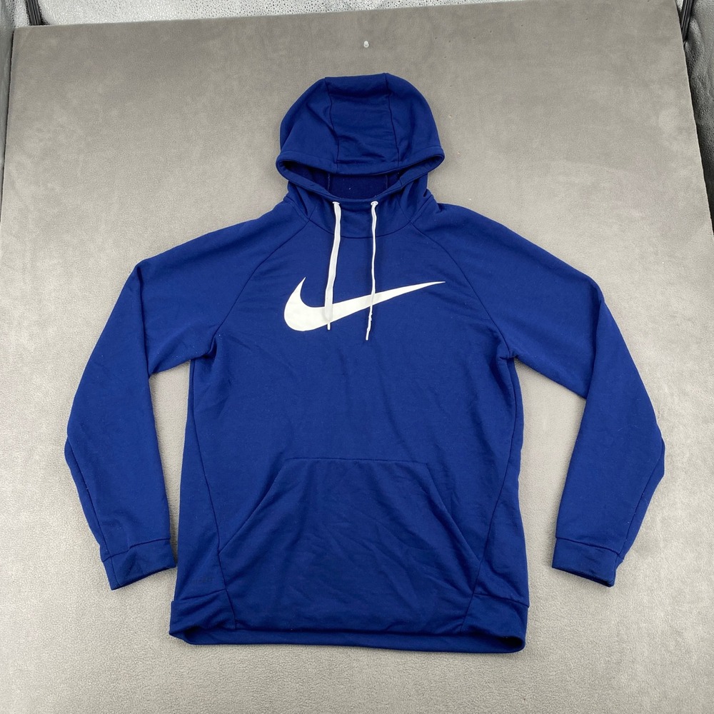 Nike Dri-FIT Mens Large Blue Swoosh Graphic Pullover Hoodie 885818-492